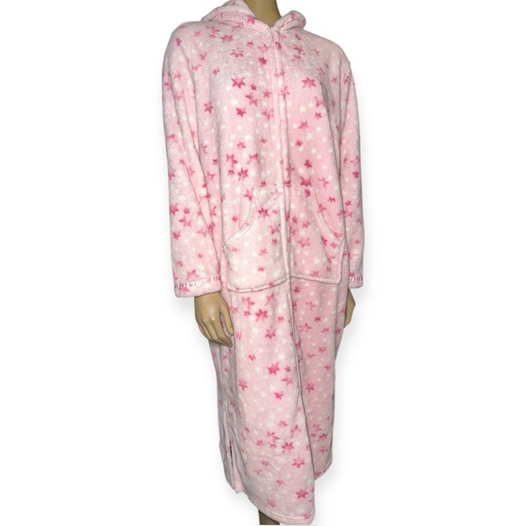 PINK women’s hooded zip-up fleece onesie size L - Picture 1 of 9